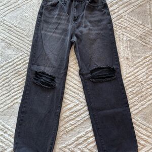 SHEIN Black Relaxed Distressed Jeans